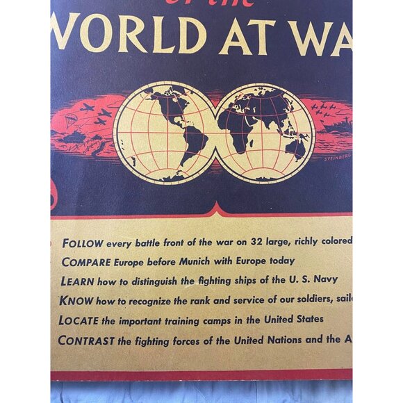 Matthews-Northrup Atlas Of The World At War 1940s Vintage Maps - Picture 2 of 14